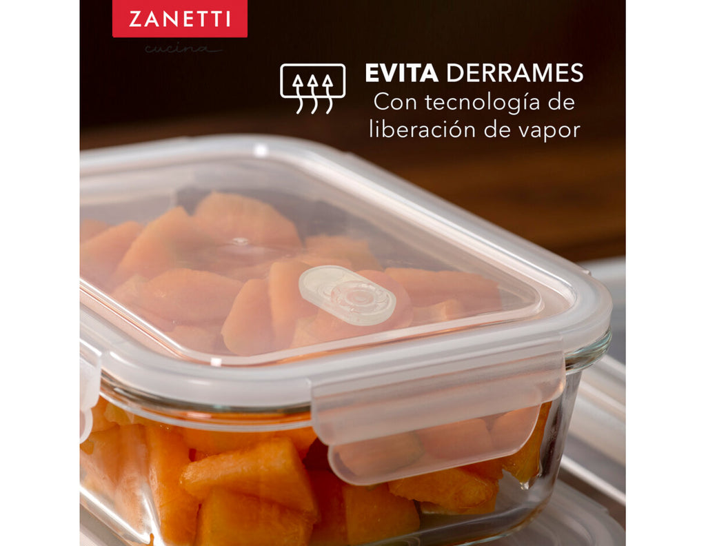 Juego de 19 piezas - 15 Contenedores Herméticos de Vidrio para Alimentos y Tapa con Válvula para Liberación de Vapor y 4 bolsas silicona para almacenamiento de alimentos