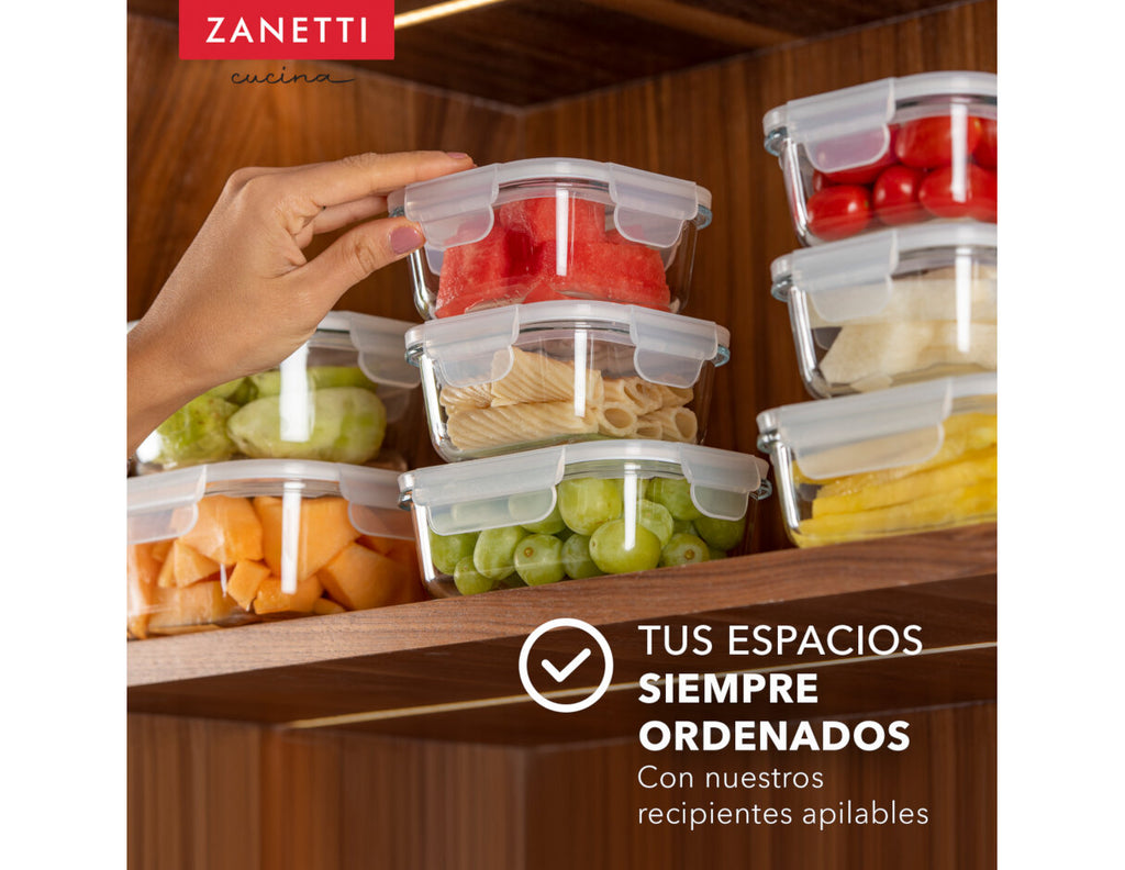 Juego de 19 piezas - 15 Contenedores Herméticos de Vidrio para Alimentos y Tapa con Válvula para Liberación de Vapor y 4 bolsas silicona para almacenamiento de alimentos