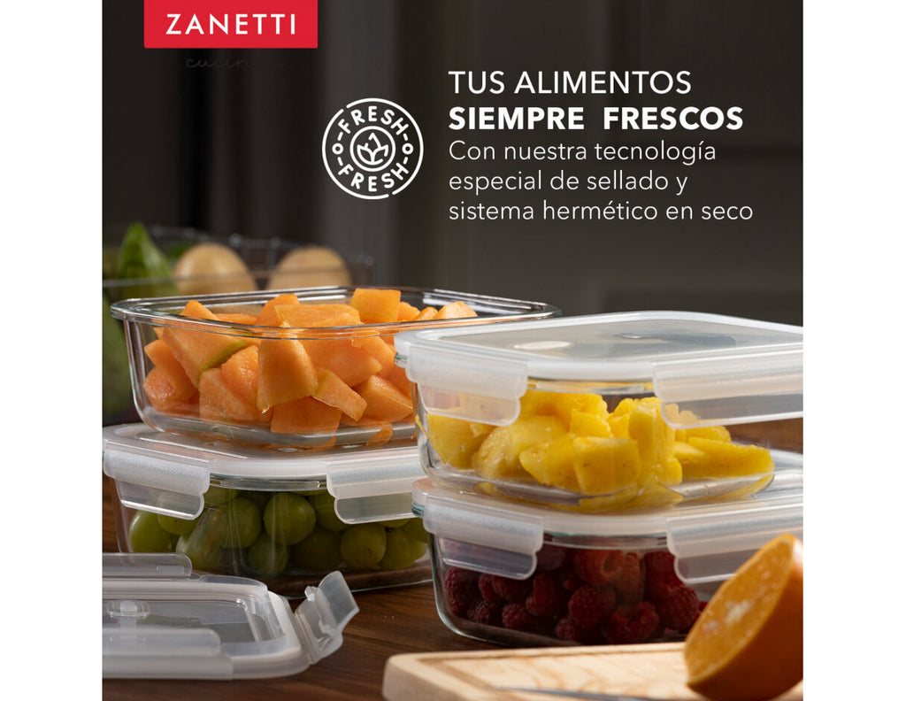 Juego de 19 piezas - 15 Contenedores Herméticos de Vidrio para Alimentos y Tapa con Válvula para Liberación de Vapor y 4 bolsas silicona para almacenamiento de alimentos