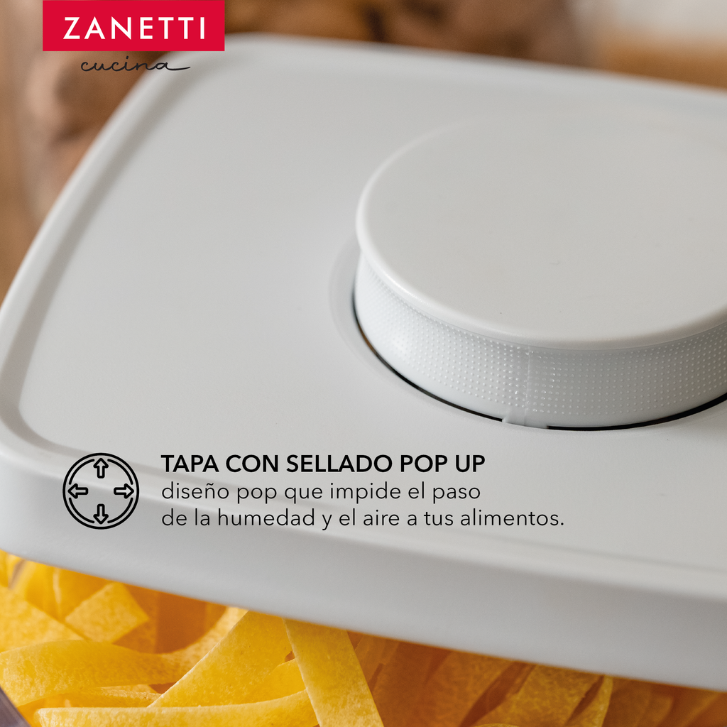 Juego de 3 Contenedores Herméticos con Tapa Pop para Almacenamiento de Alimentos - Tapa Blanca