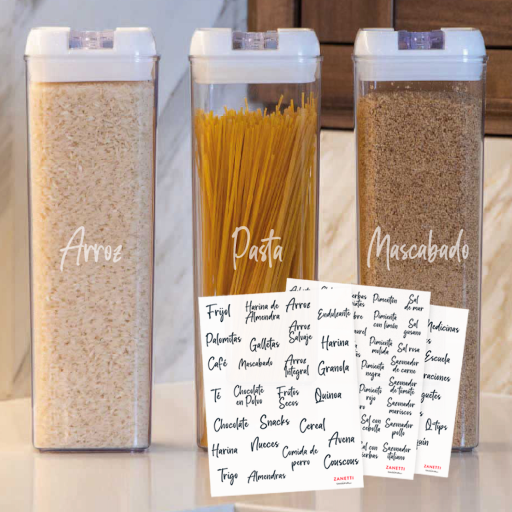 Juego de 356 Etiquetas Adhesivas para Recipientes de Alimentos - Color Blanco